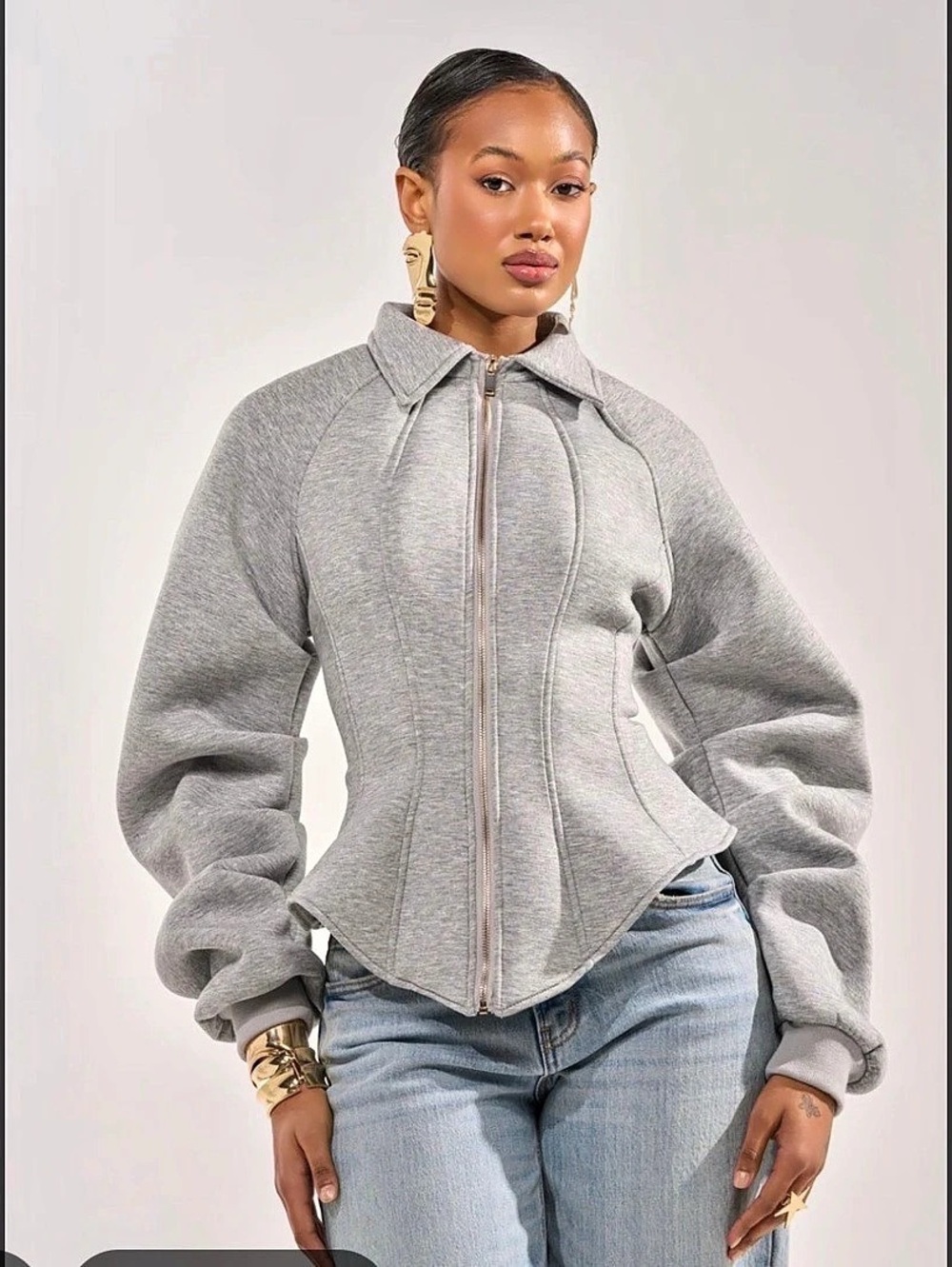 Akira Money Talks Neoprene Jacket Size 1x, New Never Worn, Gray